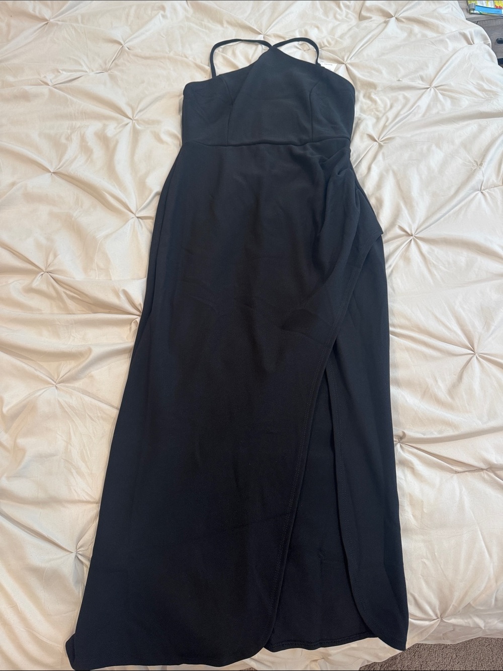 Petal & Pup Black Halter Maxi with Side Slit